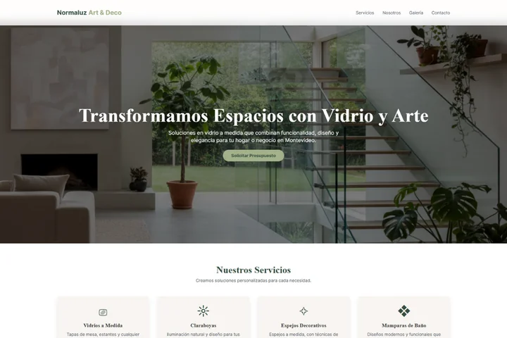 Sitio web de Normaluz Art & Deco, vidriería en Montevideo