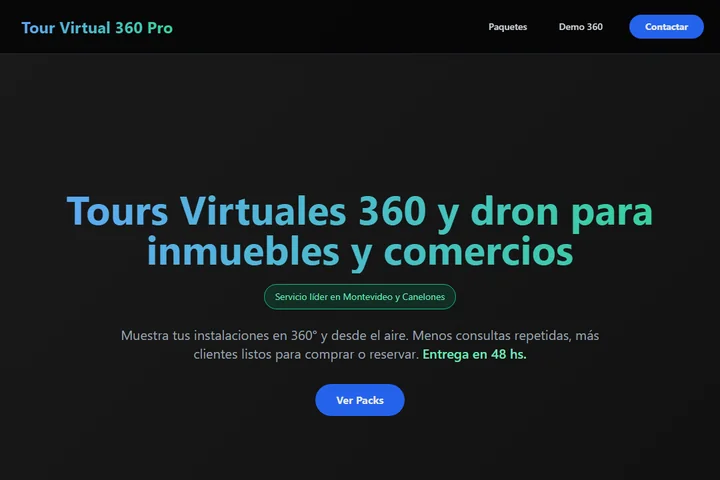 Sitio web de Tour Virtual 360, recorridos virtuales en Uruguay